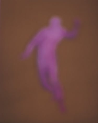 pink silhouette of a person on a brownish background