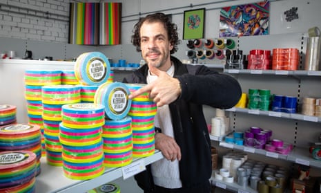 Mohamed Ghouneim in his sticky-tape store, Klebeland