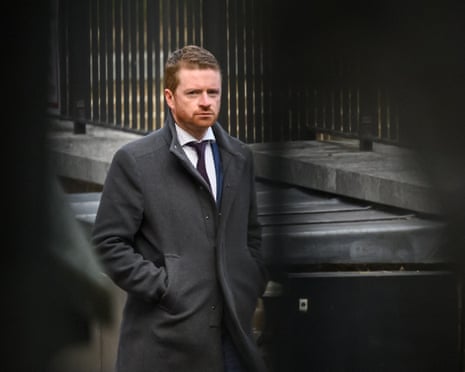 Morgan McSweeney arriving at Downing Street in a grey coat