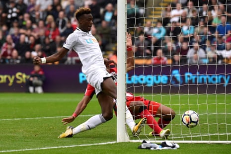 Tammy Abraham prods the ball into the back of the net for his second.