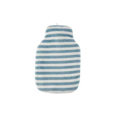 Hot-water bottle in a blue and white striped cover