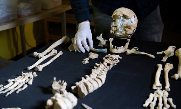Archaeologists in Cardiff reconstruct a skeleton found in an Anglo-Saxon burial ground during work on the HS2 rail link in Buckinghamshire.