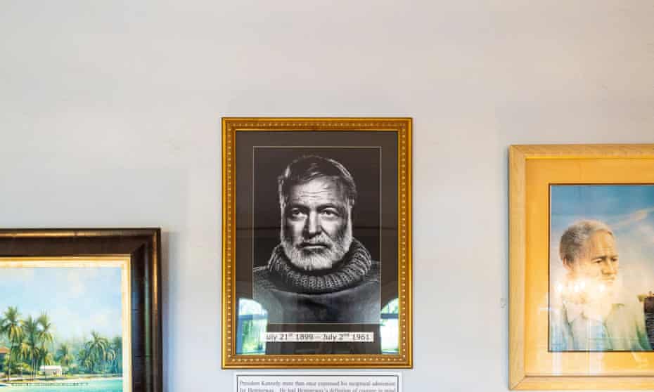 A portrait of Ernest Hemingway seen inside the Hemingway Home and Museum located in Key West, Florida on July 24, 2021.