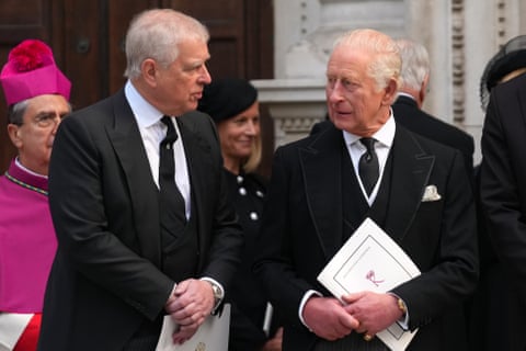Andrew, left, and Charles talking outside Westminster Cathedral