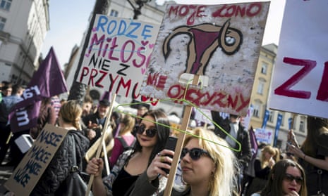 A protest in Kraków in April against plans to tighten the law on abortion in Poland