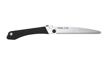 A Folding Saw with a black handle