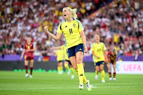 Stina Blackstenius of Sweden celebrates the goal.