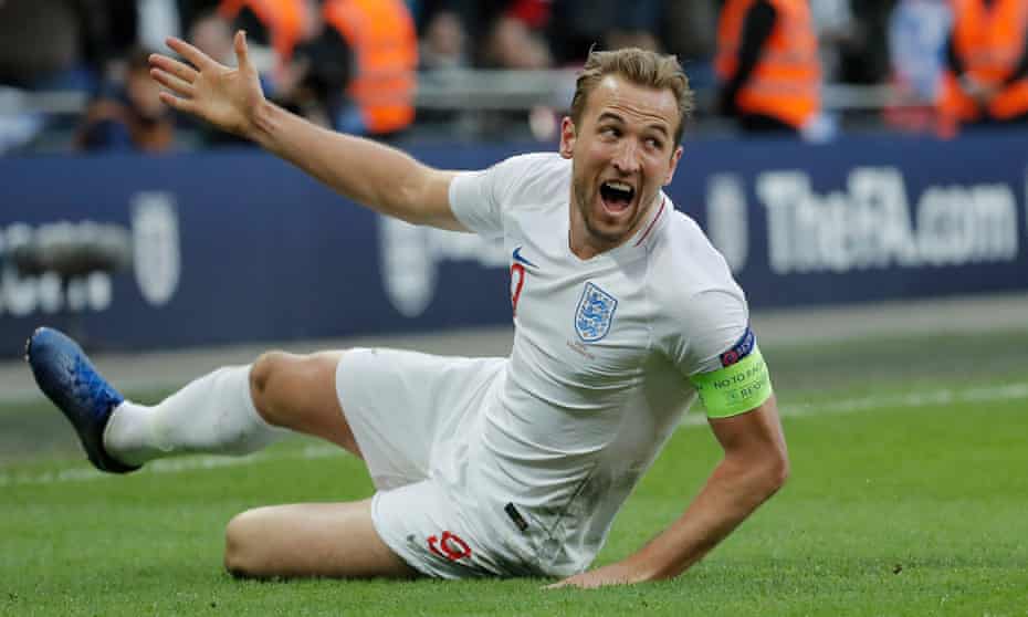 Harry Kane celebrates after scoring England’s winner against Croatia in a Nations League match at Wembley in November 2018. The teams meet again there in Euro 2020 on Sunday.