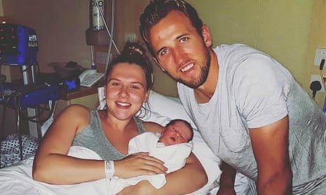 Harry Kane with his fiancee Katie Goodland and their daughter Vivienne.