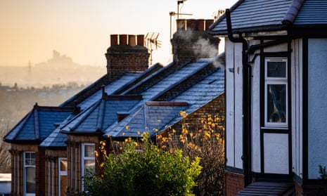 Steam rising from vents in houses in London