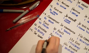 A teenager doing his/her GCSE French language school homework