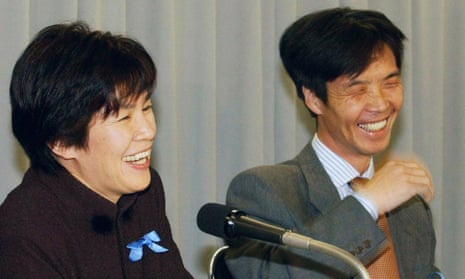 A Japanese couple kidnapped by North Korea in the 1970s speak after their release in 2002.