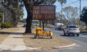 A water restriction sign greets drivers arriving in Warwick