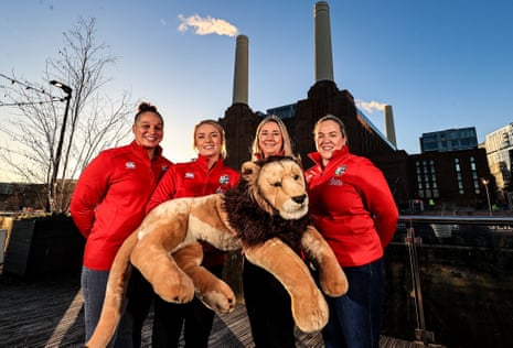 The former players (from left) Shaunagh Brown, Megan Gaffney, Elinor Snowsill and Niamh Briggs at the launch of the British & Irish Lions women’s team in London