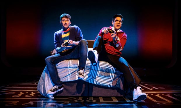 Will Roland, left, and George Salazar as Jeremy and Michael in Be More Chill.