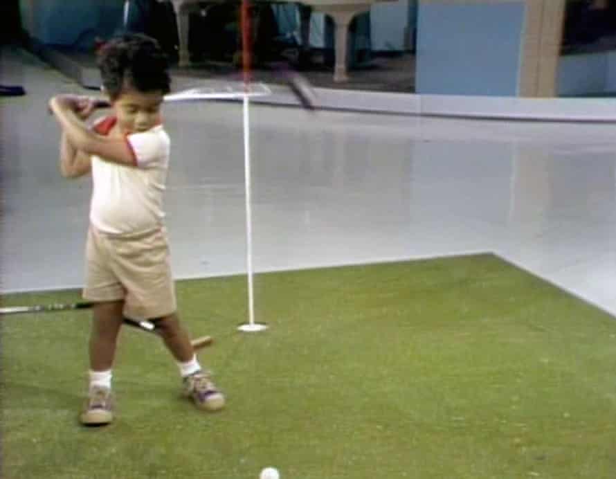 Tiger Woods aged two on US television.