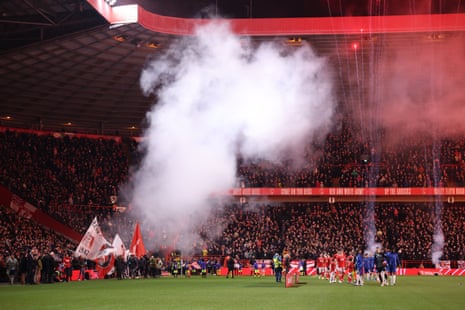 Chelsea and Charlton Athletic players walk out prior to the FA Cup Third Round match at The Valley.