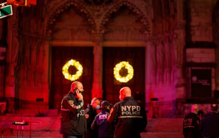 Police outside of the Cathedral of St John the Divine in New York after the shooting.