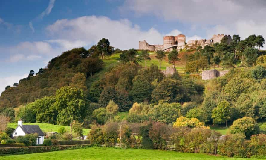 Beeston Castle up on a green hill