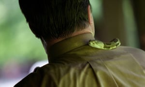 Wolford and his rattlesnake at a service in 2011.