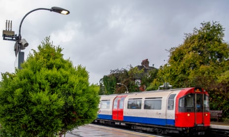 A tube train at Boston Manor station in London