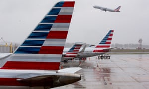American Airlines aircraft at Ronald Reagan Washington national airport, Arlington, Virginia. The US aviation industry is to receive $60bn in the government’s coronavirus relief package.