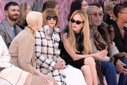 Tilda Swinton, Anna Wintour, Nicole Kidman sitting in the front row of the Chanel show at Paris fashion week