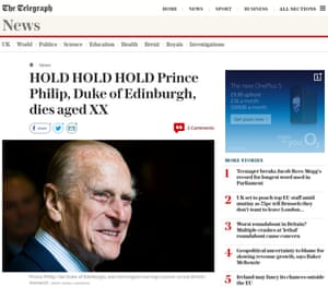 The report announcing the Duke of Edinburgh’s death was swiftly removed from the website.