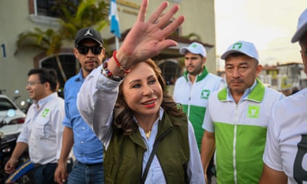 Guatemalan candidate for the National Union of Hope party and former first lady Sandra Torres greets supporters.