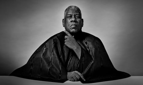 Head and shoulders black and white portrait of former US Vogue editor-at-large Andre Leon Talley