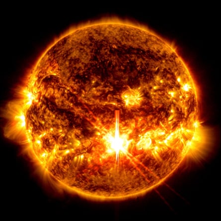 A solar flare on the sun