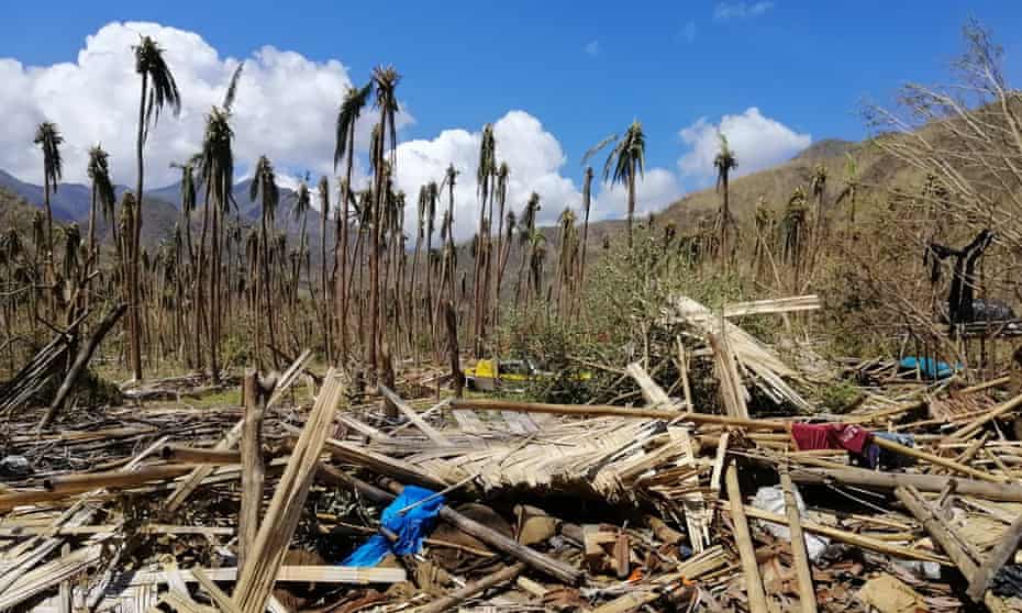 A home destroyed in Wusi village, Espiritu Santo Island, after Cyclone Harold ripped through Vanuatu. 