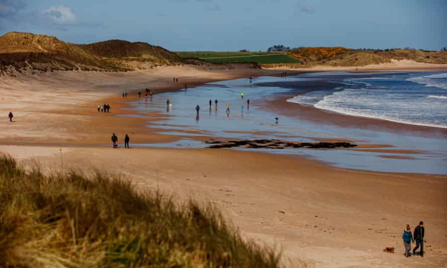 The view along Embleton Bay towards Low Newton-by-the-Sea Pub Walk for travel the Jolly Fisherman, Craster, Nortumberland