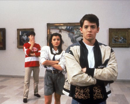 Ferris Bueller and two pals in an art gallery