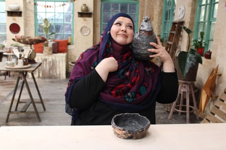 Fatiha El-Ghorri on The Great Celebrity Pottery Throw Down on Channel 4.