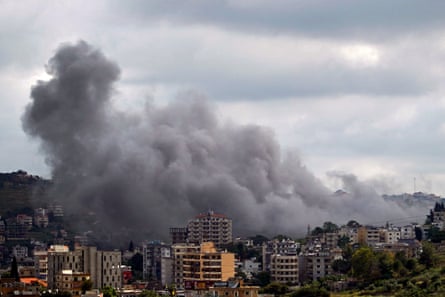 Smoke rises from Nabatieh village