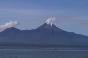 Smoke belches from Bulusan – as seen from Sorsogon City – on Monday