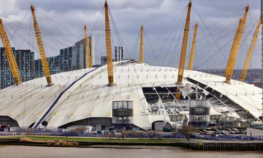 Storm damage to the roof of the Millennium Dome in London.