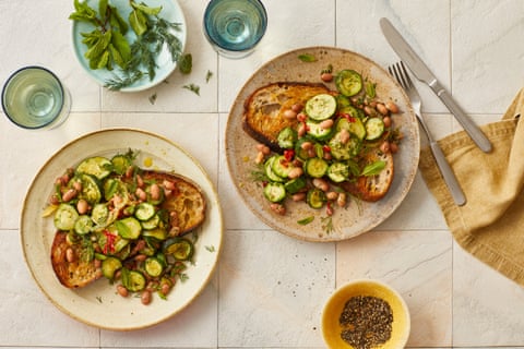 Ben Tish’s recipe for slow-cooked courgettes with borlotti beans, mint ...