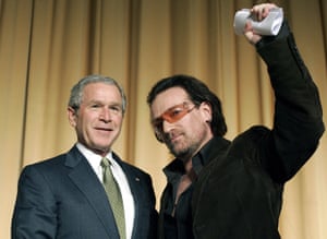 George W. Bush and Bono pictured in 2006.