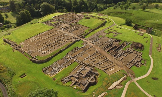 The fourth-century stone fort of Vindolanda from the air.