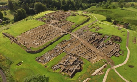 The fourth-century stone fort of Vindolanda from the air.