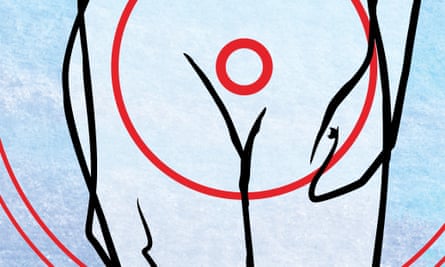 Detail of illustration, red circles around a woman's groin