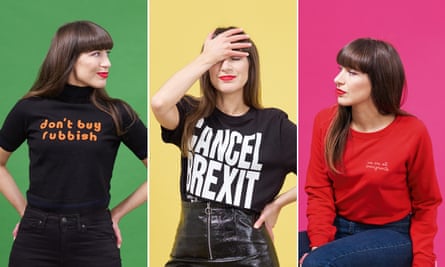 Leah Harper wearing different T-shirts with slogans