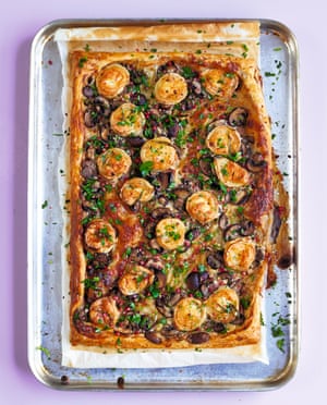 Rosemary, goat’s cheese and mushroom tart with pink peppercorns by Rukmini Iyer