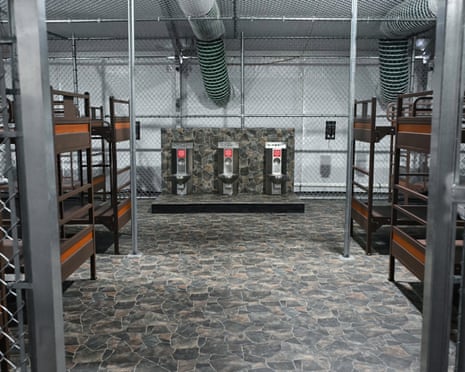 Toilets and beds are seen inside a migrant detention center, dubbed ‘Alligator Alcatraz’, in Ochopee, Florida, on 1 July 2025.