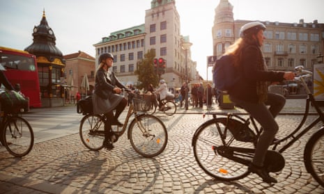 Cyclists on city street