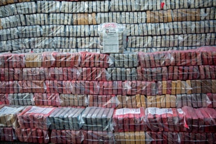 Stacks of brick-sized blocks wrapped in plastic
