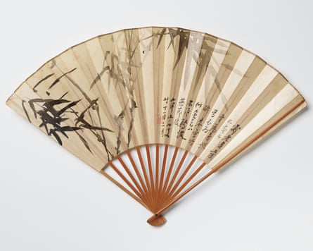 Bamboo folding fan, Watanabe Kazan.