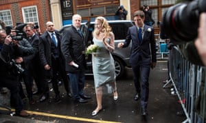 Jerry Hall arrives at St Bride’s Church in Fleet Street, London for the celebration of her marriage to Rupert Murdoch